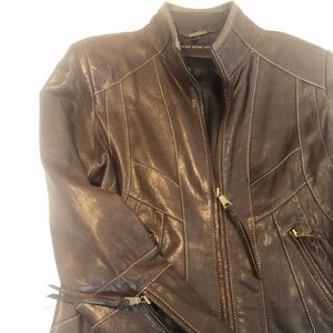 Andrew Marc Leather Jacket removable Fur Collar